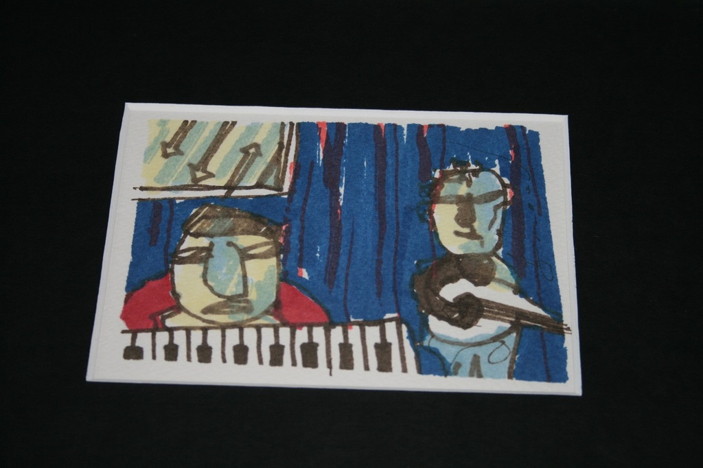 Herman Brood, tekening, pianoman, ingelijst, handgesigneerd verkocht voor € 275!