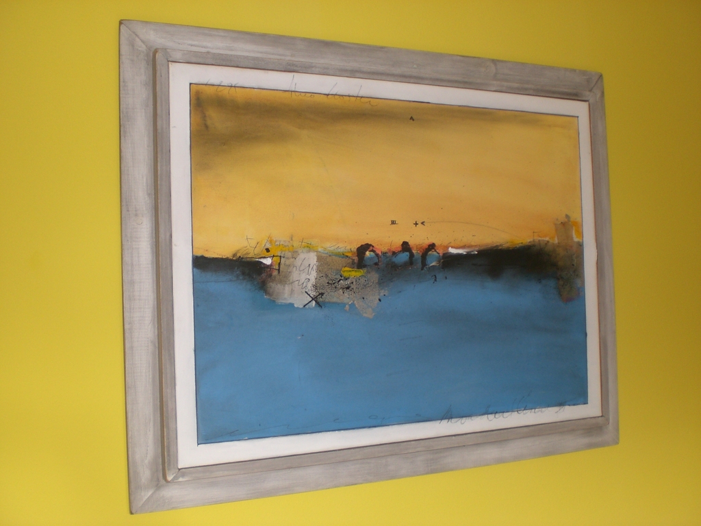 Theo Koster: Borderline II, gemengde techniek en collage op doek (ingelijst) kopen? Bied vanaf 340!