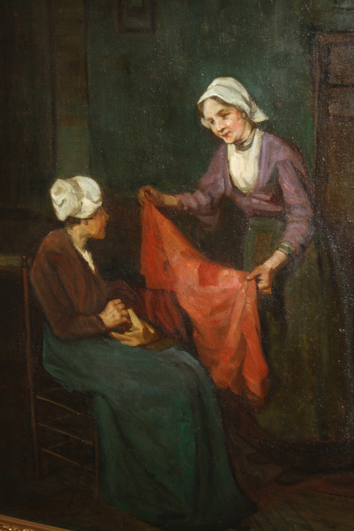 DAMES MET RODE DOEK - STERRE DE JONG  - LARENSE SCHOOL verkocht voor € 375!