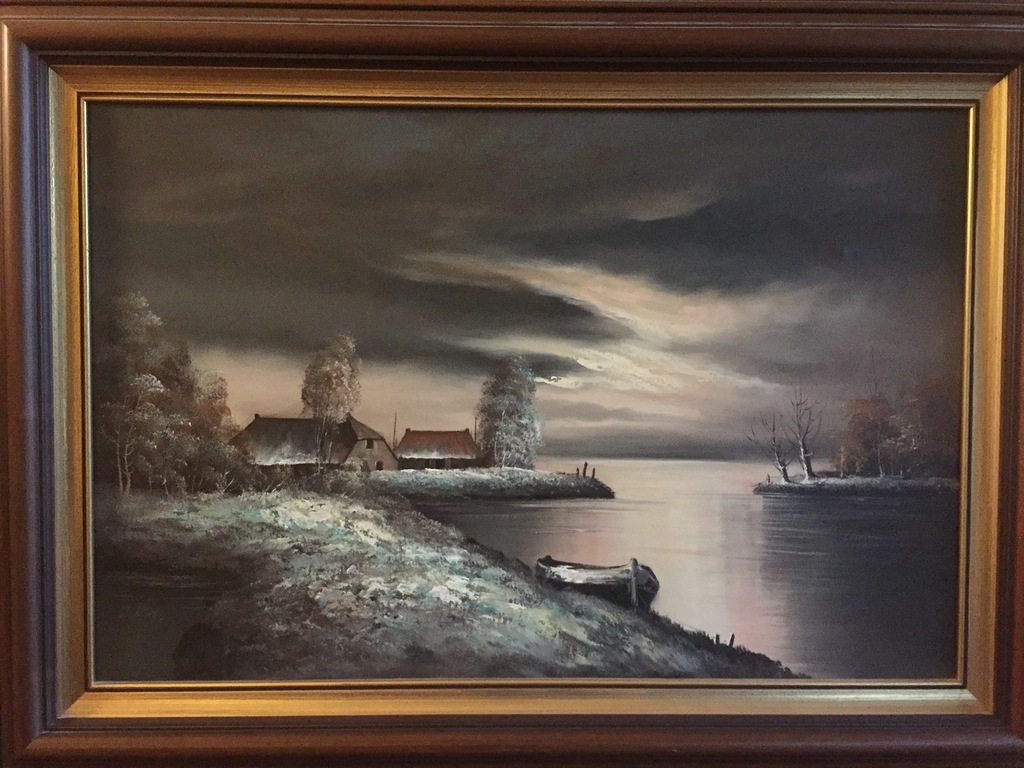 winterlandschap met water en boot kopen? Bied vanaf 40!