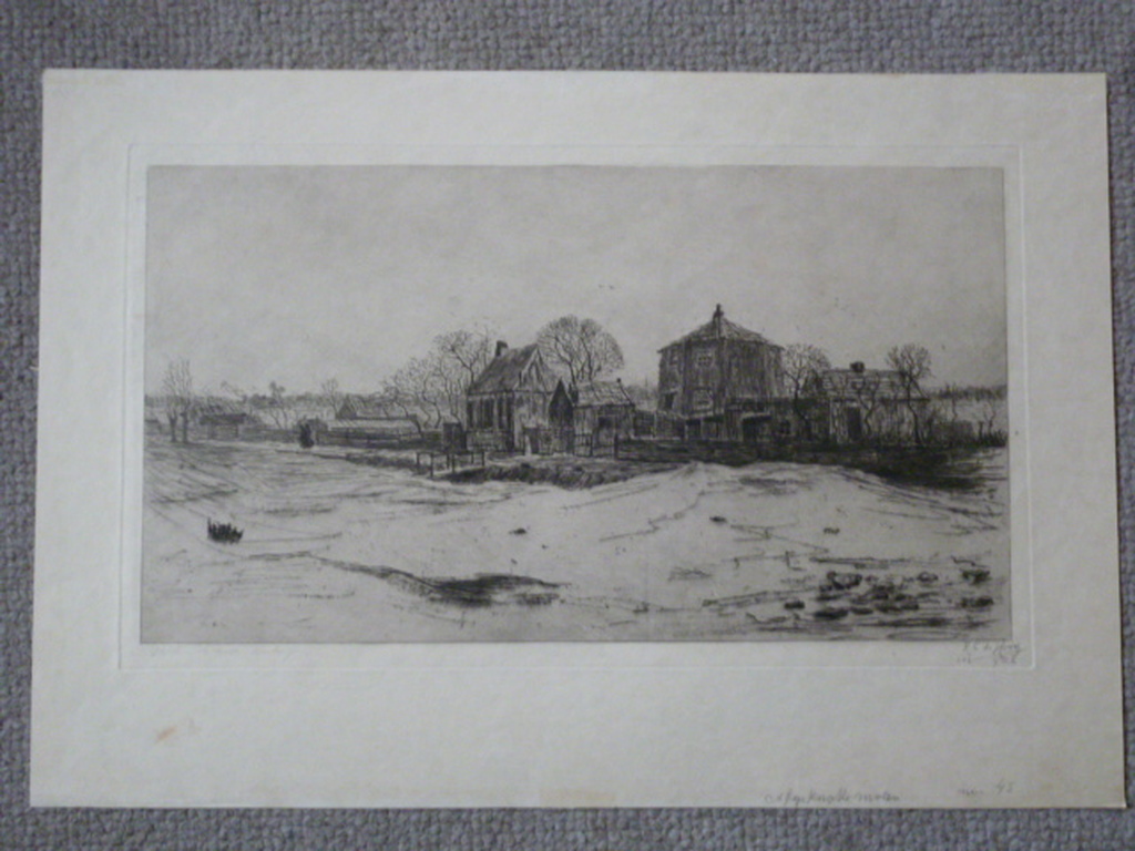 H.L. de Hoog - ets - Afgeknotte molen Kralingen kopen? Bied vanaf 35!