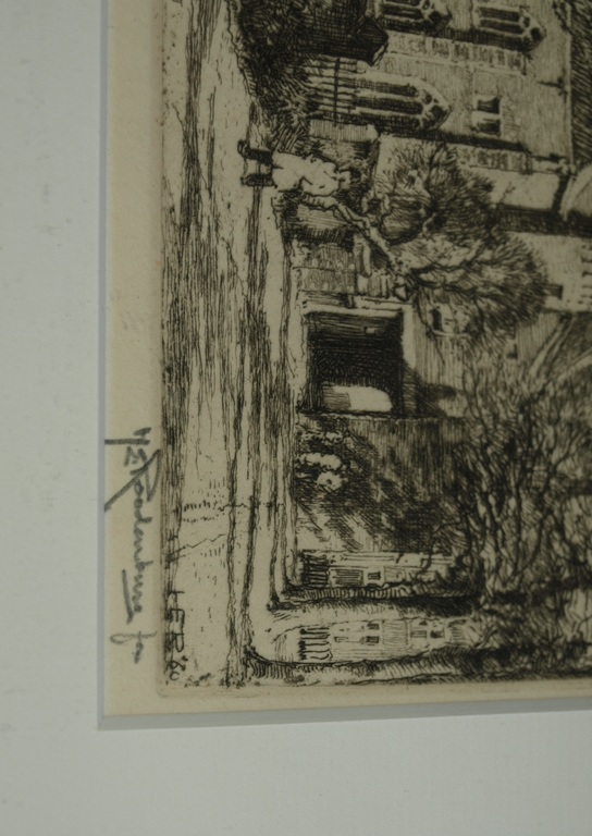 Hendrikus Elias Roodenburg (1895-1987): Ets – Prinsenhof Delft – Ingelijst -1960 kopen? Bied vanaf 22!