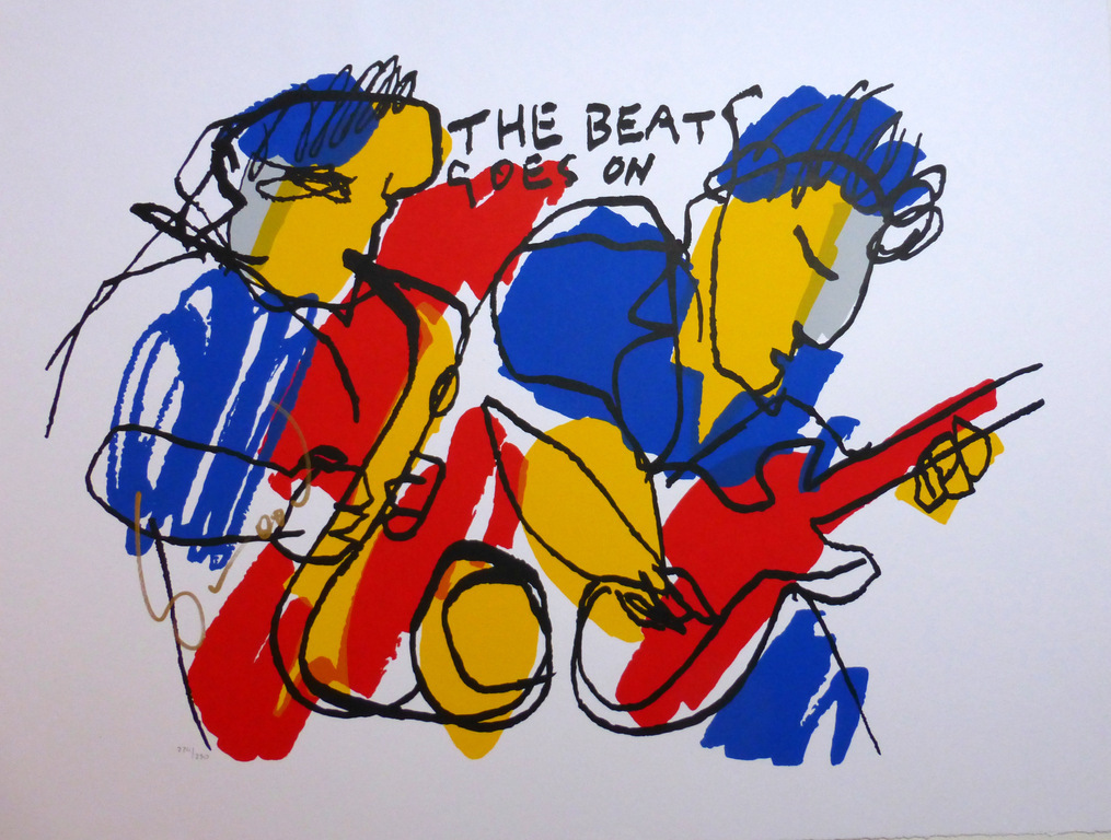 HERMAN BROOD, grote gelimiteerde en handgesigneerde zeefdruk 'Beat goes on II' verkocht voor € 175!