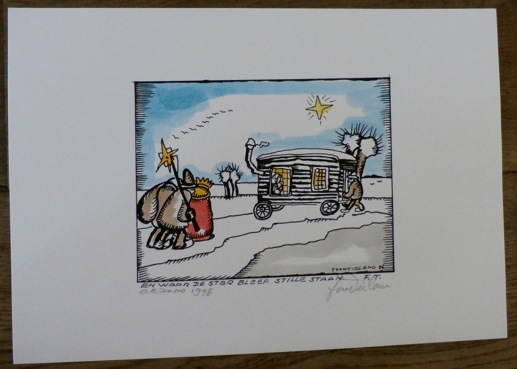 Toon Tieland - handingekleurde litho: En waar de ster bleef stille staan - 1996 kopen? Bied vanaf 75!