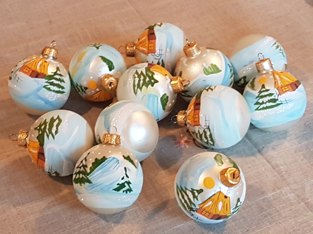 Lot Kerstmis 1965/70-kwik glas geblazen door de mond en met de hand geschilderd  kopen? Bied vanaf 1!