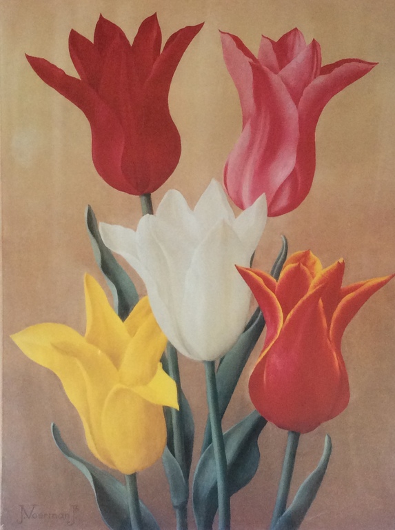 Jan Voerman Jr  Tulpen  Litho/Druk ingelijst 36 x 49 cm verkocht voor € 35!