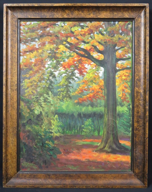 Jan Ph. A. de Vries: Olieverf, Bosrand -Ingelijst kopen? Bied vanaf 1!