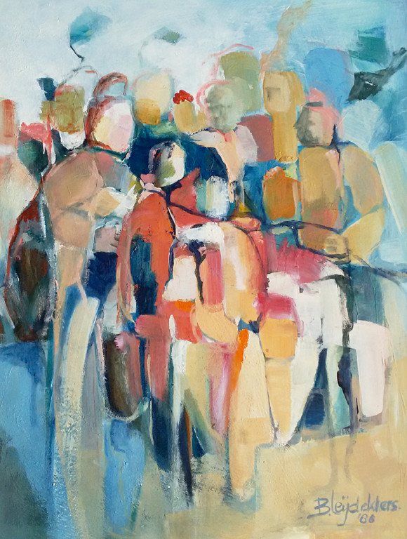 Bernadette Leijdekkers - Menigte, acrylverf op papier verkocht voor € 56!