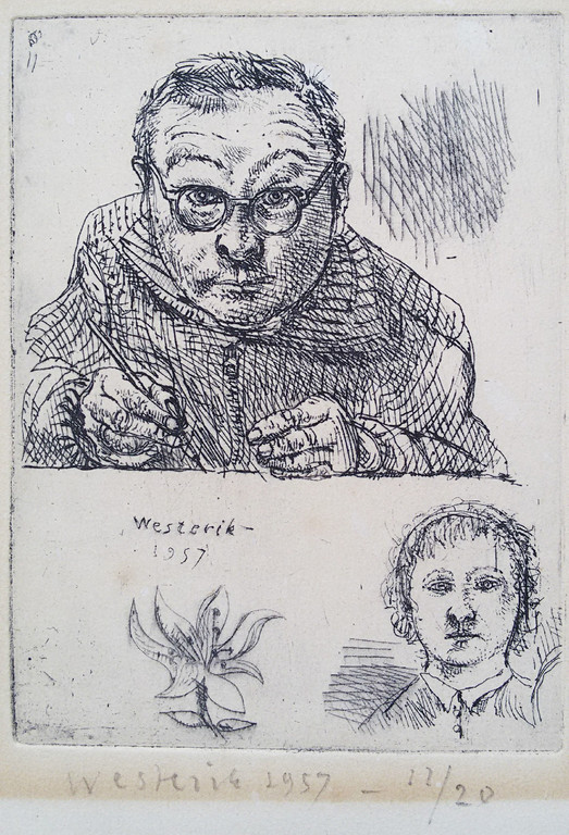 Co Westerik - Zelfportret (1957), ets kopen? Bied vanaf 195!
