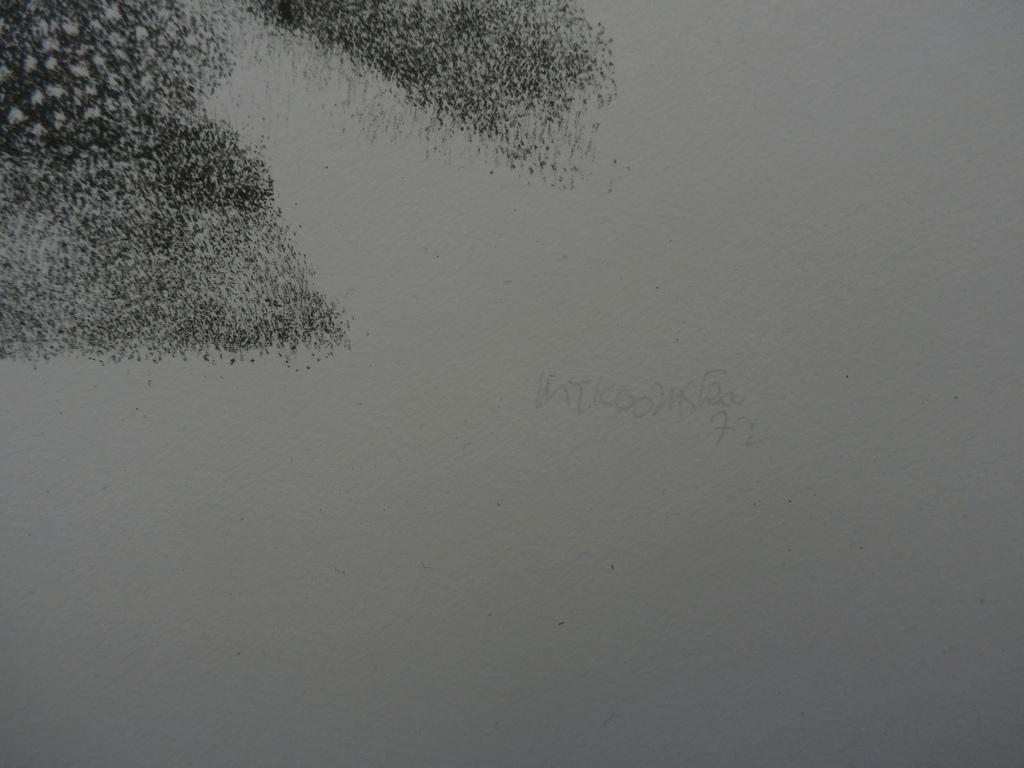 Metten Koornstra - 2 litho's op 1 blad: figuur in landschap - 1972 - proefdruk kopen? Bied vanaf 45!