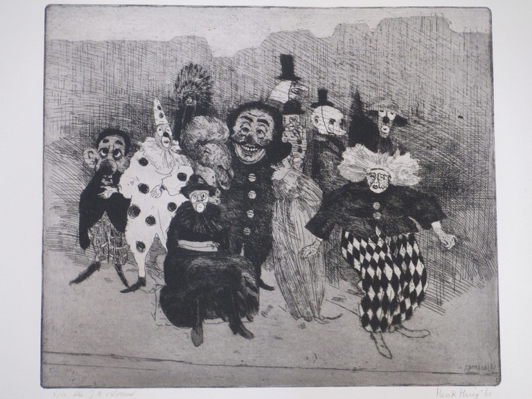 Henk Huig, Maskerade Carnaval, Ets verkocht voor € 50!