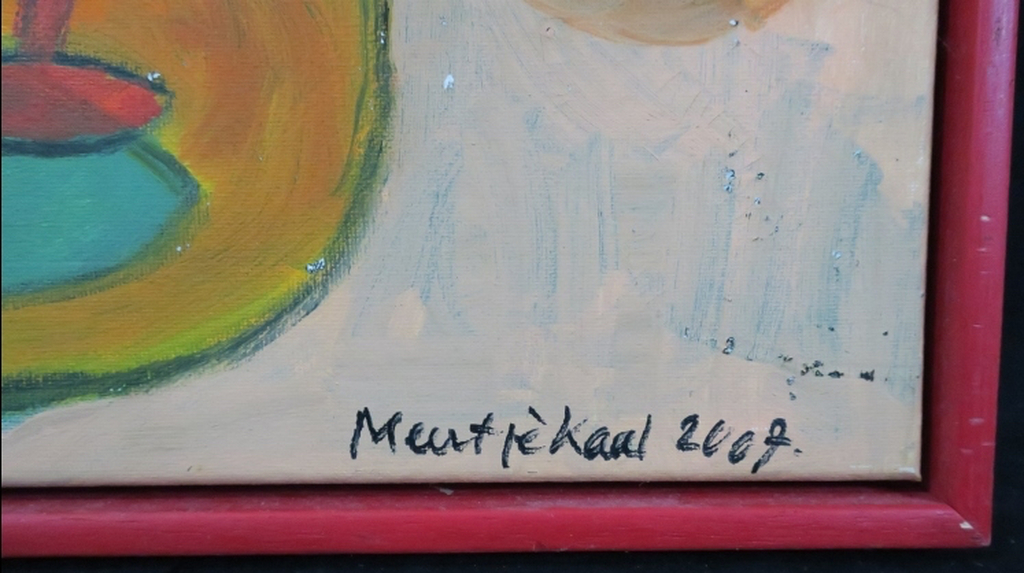 Meertje Kaal: Acryl op doek, Poesje poesje maauw - Ingelijst kopen? Bied vanaf 1!
