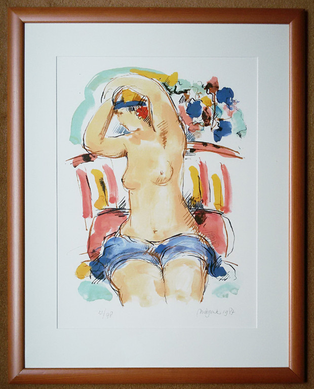 Laatste keer: Nic Jonk - Zittend naakt, litho (mooi ingelijst, groot) kopen? Bied vanaf 95!