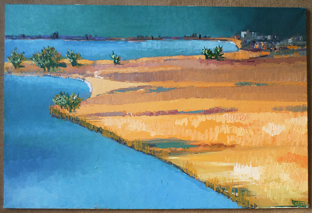 Janny Tollenaar - Kustgezicht, olieverf op doek (zeer groot) kopen? Bied vanaf 175!