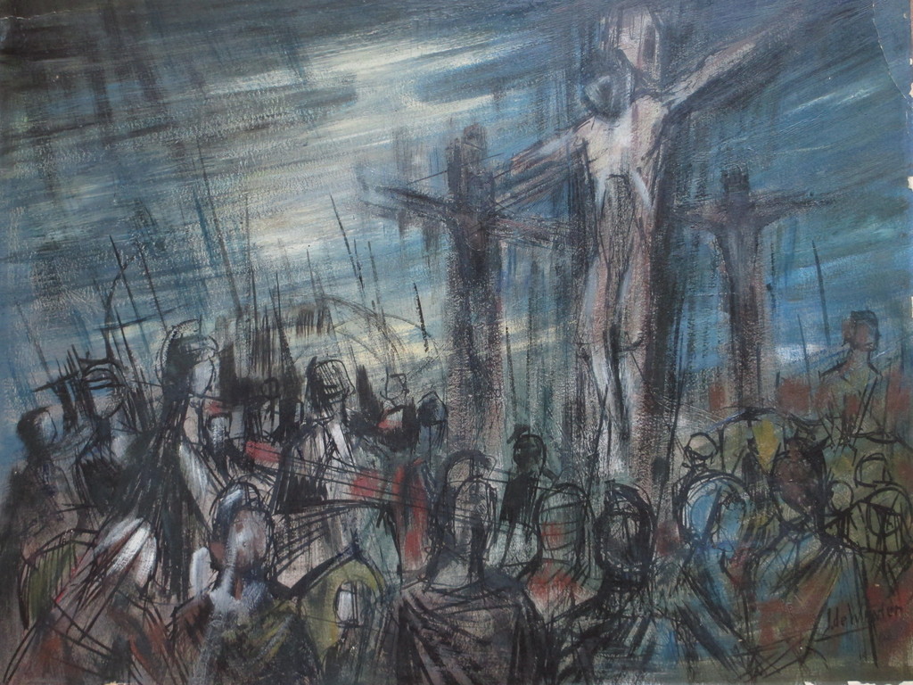 Janus de Winter, Kruisiging, Gemengde techniek kopen? Bied vanaf 120!