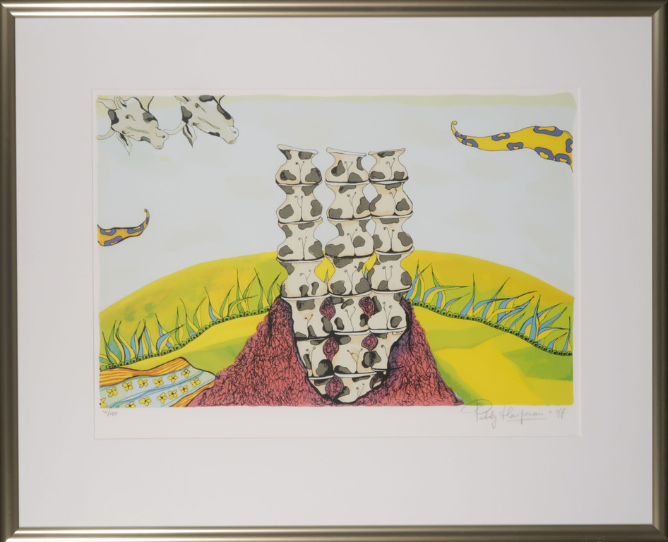 Patty Harpenau: Zeefdruk, Stapel op koeien - Ingelijst kopen? Bied vanaf 1!