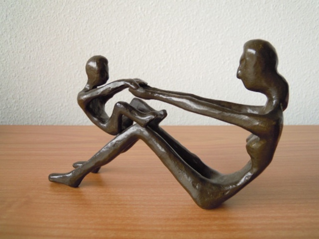 Modern massief bronzen beeld - MOEDER MET KIND kopen? Bied vanaf 25!