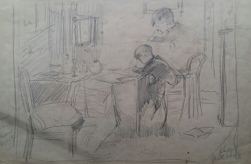 Saloman GARF (Amsterdam, 1879 - Auschwitz, 1943) Potloodtekening + litho kopen? Bied vanaf 40!
