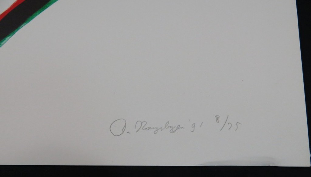 Rob van Koningsbruggen: Litho, Ovaal groen/rood (groot) kopen? Bied vanaf 80!