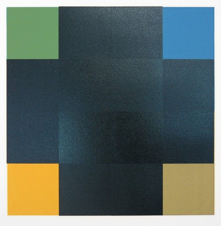 Michiel Duvekot: Linosnede, Geometrische compositie met vierkanten Nr. 1 'A' verkocht voor € 56!