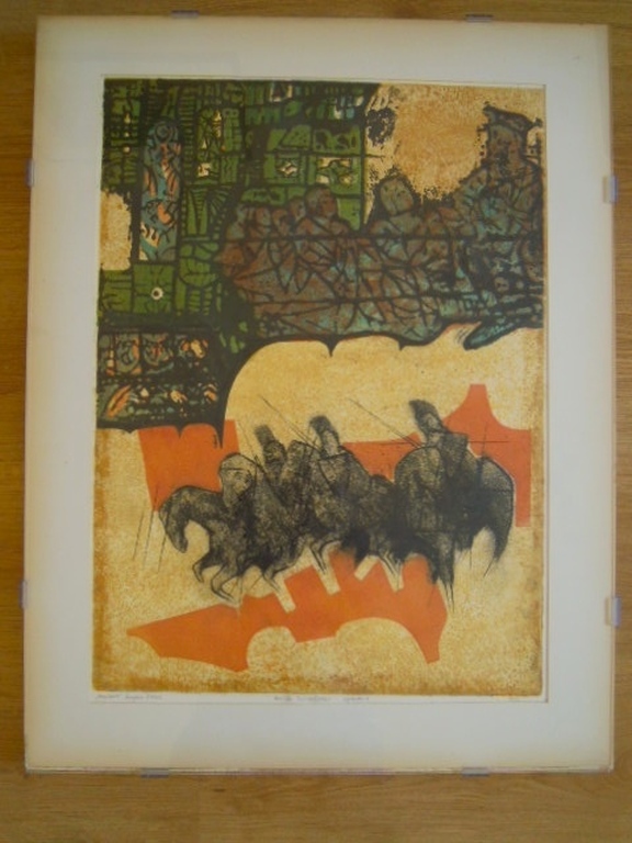 Originele ets PIET DE RIDDER 1980- genummerd 3/15 Macbeth - 70 x 55 cm   verkocht voor € 50!