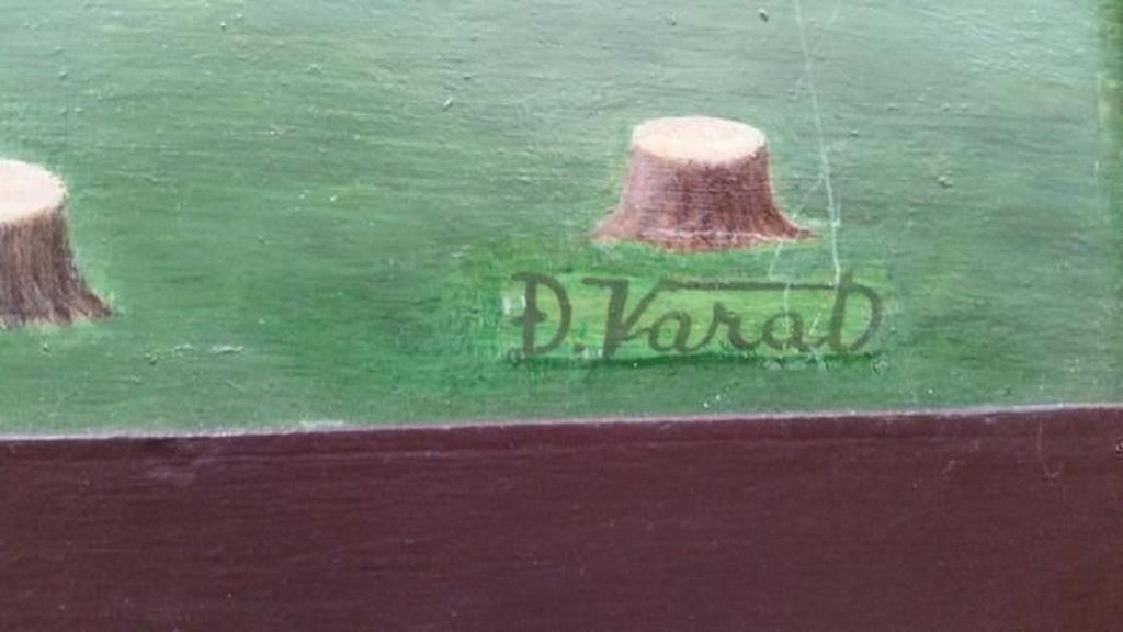 D Varat-Hut met schapen-oliverf op hout-gesigneerd kopen? Bied vanaf 1!
