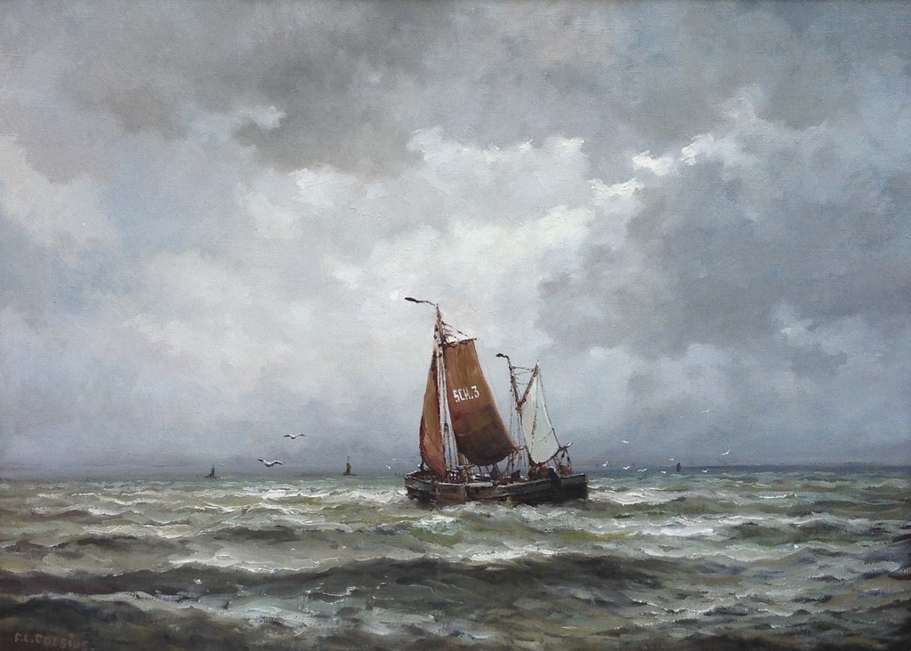 Franciscus Leonardus Corsius, zeegezicht met zeilboot kopen? Bied vanaf 250!