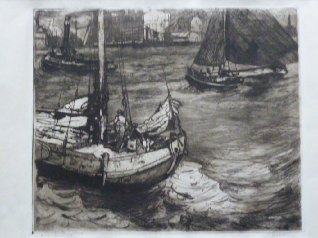 Jan Sirks - ets - Rotterdam 1918 verkocht voor € 65!