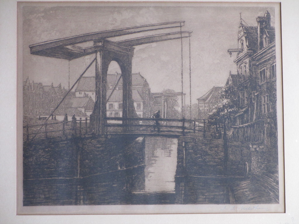 Jaap Veldheer, Gezicht op Noord Hollandse stad, Ets kopen? Bied vanaf 1!