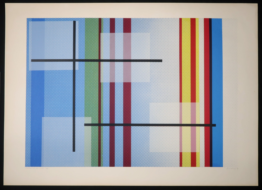 Frits Droog: Zeefdruk, Compositie op cyan kopen? Bied vanaf 35!