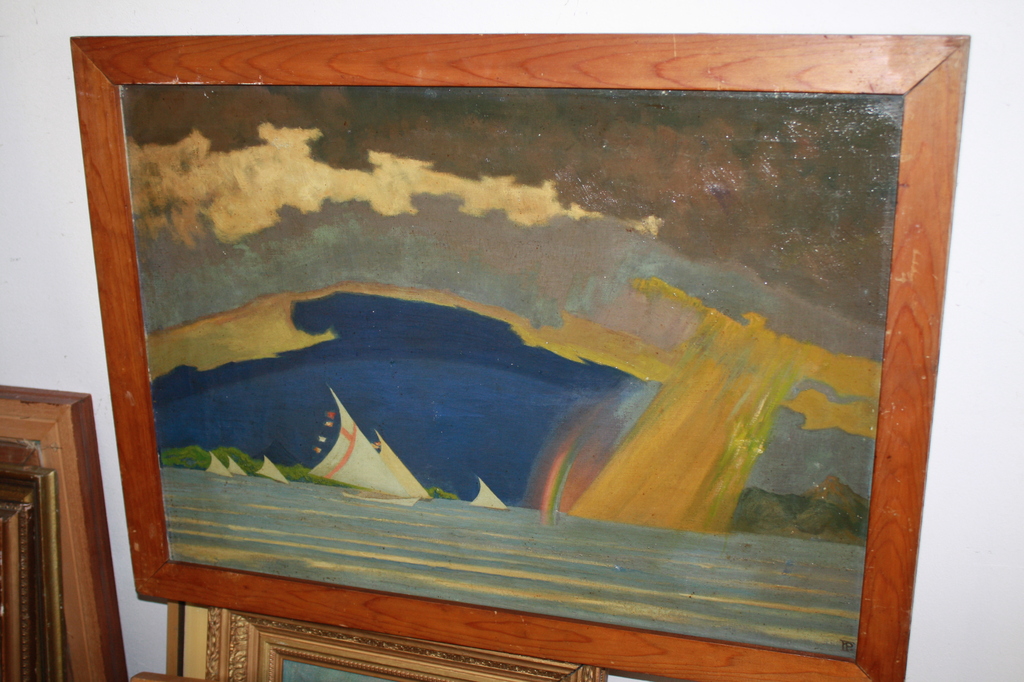 F PINKE  - ZEILBOTEN OP ZEE MET REGENBOOG kopen? Bied vanaf 1!