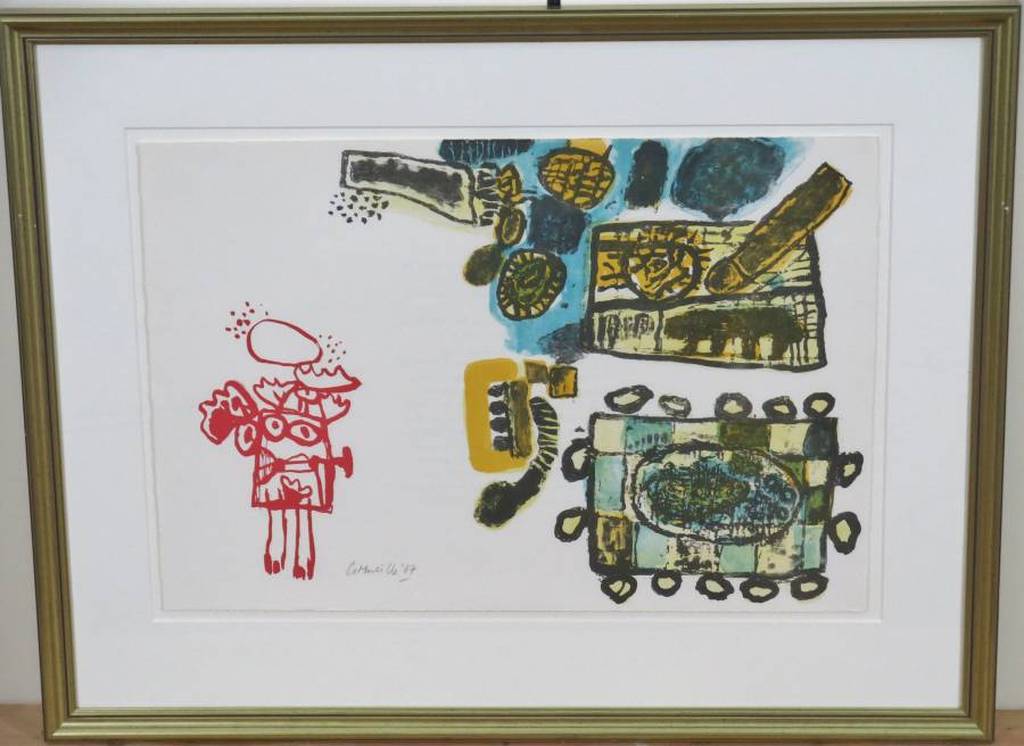 Corneille: Kleurenlitho, Femme de Nuit et d'Aube V - Ingelijst verkocht voor € 250!