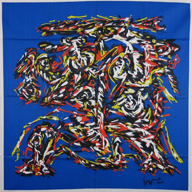 Theo Wolvecamp: Zeefdruk op zijde, Zonder titel (blauw) kopen? Bied vanaf 50!