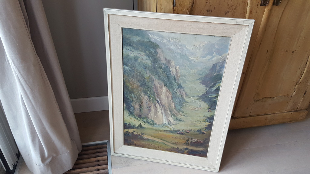 Theo Goedvriend (1879-1969) - Bergaanzicht - paneel, gesigneerd kopen? Bied vanaf 1!