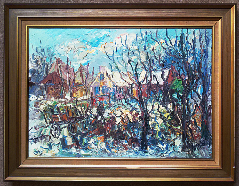 Jan Makkes - Boerderij in de winter, olieverf op doek (ingelijst) kopen? Bied vanaf 375!