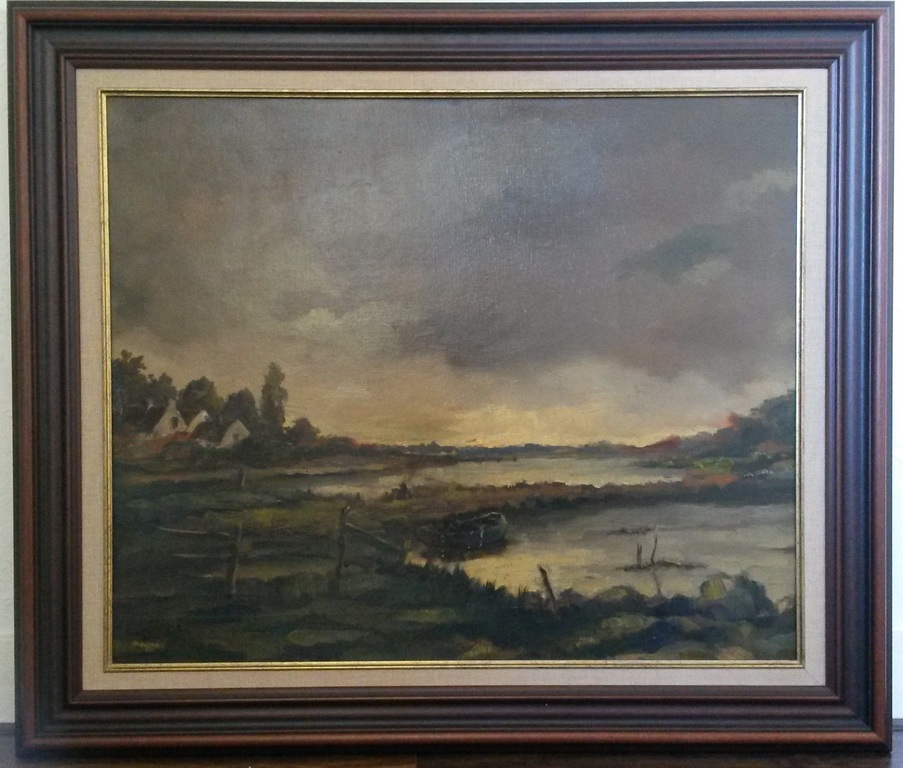 Hollands landschap - olieverf op doek - gesigneerd WC RipMooie olieverf op doek  kopen? Bied vanaf 1!