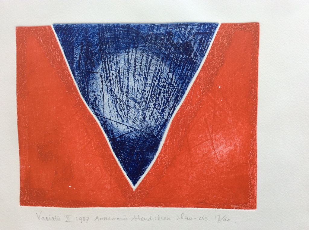 Annemarie Hendriksen - Variatie X 1987  kleur-ets - kopen? Bied vanaf 1!