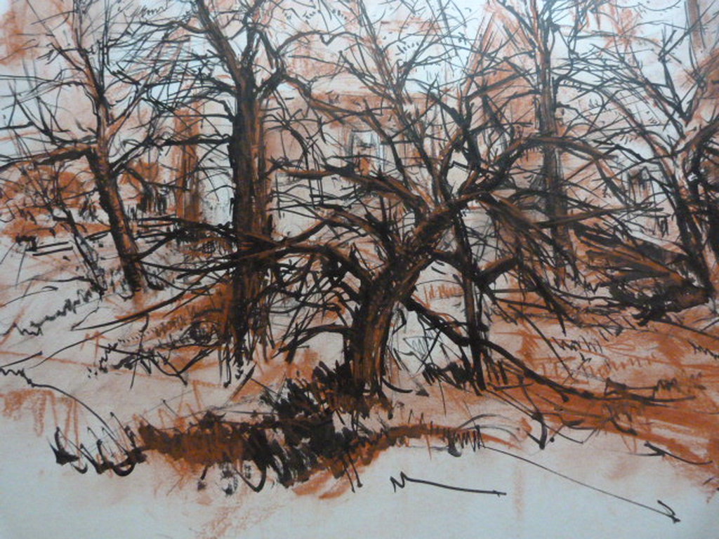 Jobst Heinrich Frese ( 1914 - 1986 ) - aquarel - bomen/huisjes. kopen? Bied vanaf 1!