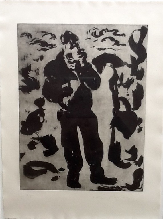 Stijn Peeters, Ets gesigneerd, 4/5, Man met hand onder de kin, ingelijst kopen? Bied vanaf 85!