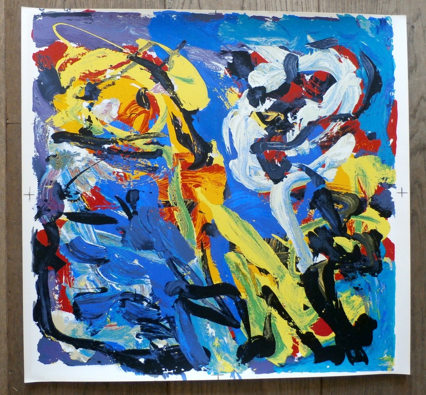 Karel Appel - zeefdruk: Spelend in blauw - 1977 kopen? Bied vanaf 275!