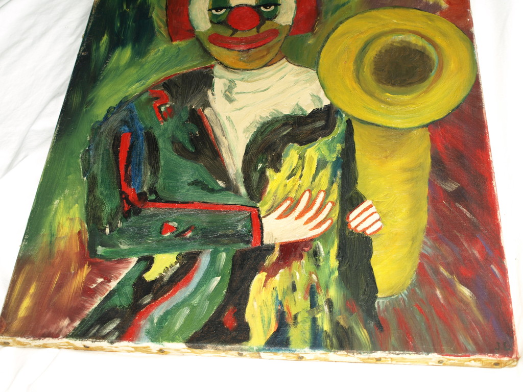 Onduidelijke signatuur : Olieverf op canvas – Clown – ca 1970 kopen? Bied vanaf 1!