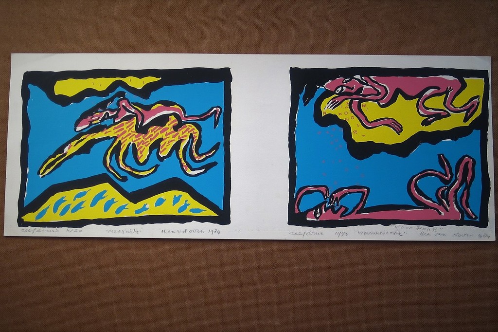 Fraaie Thea v Doorn "dubbelZeefdruk" 1984 "Communicatie en Retraite" gesigneerd  kopen? Bied vanaf 1!