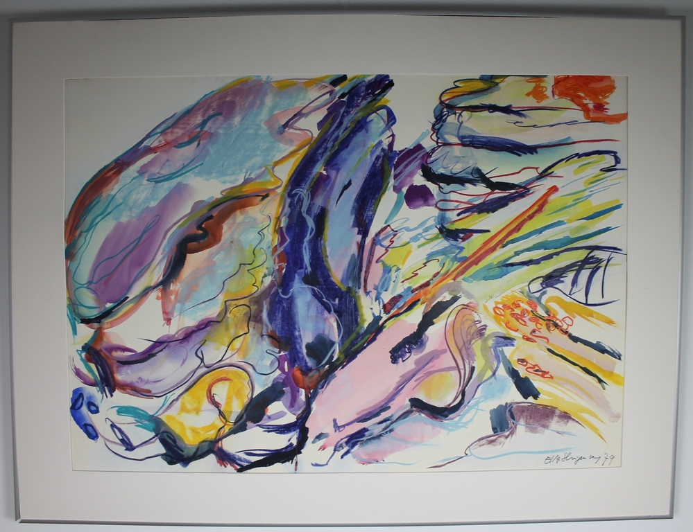 Elly Slingenberg Abstract- Acryl op papier, gesigneerd 1979 kopen? Bied vanaf 30!