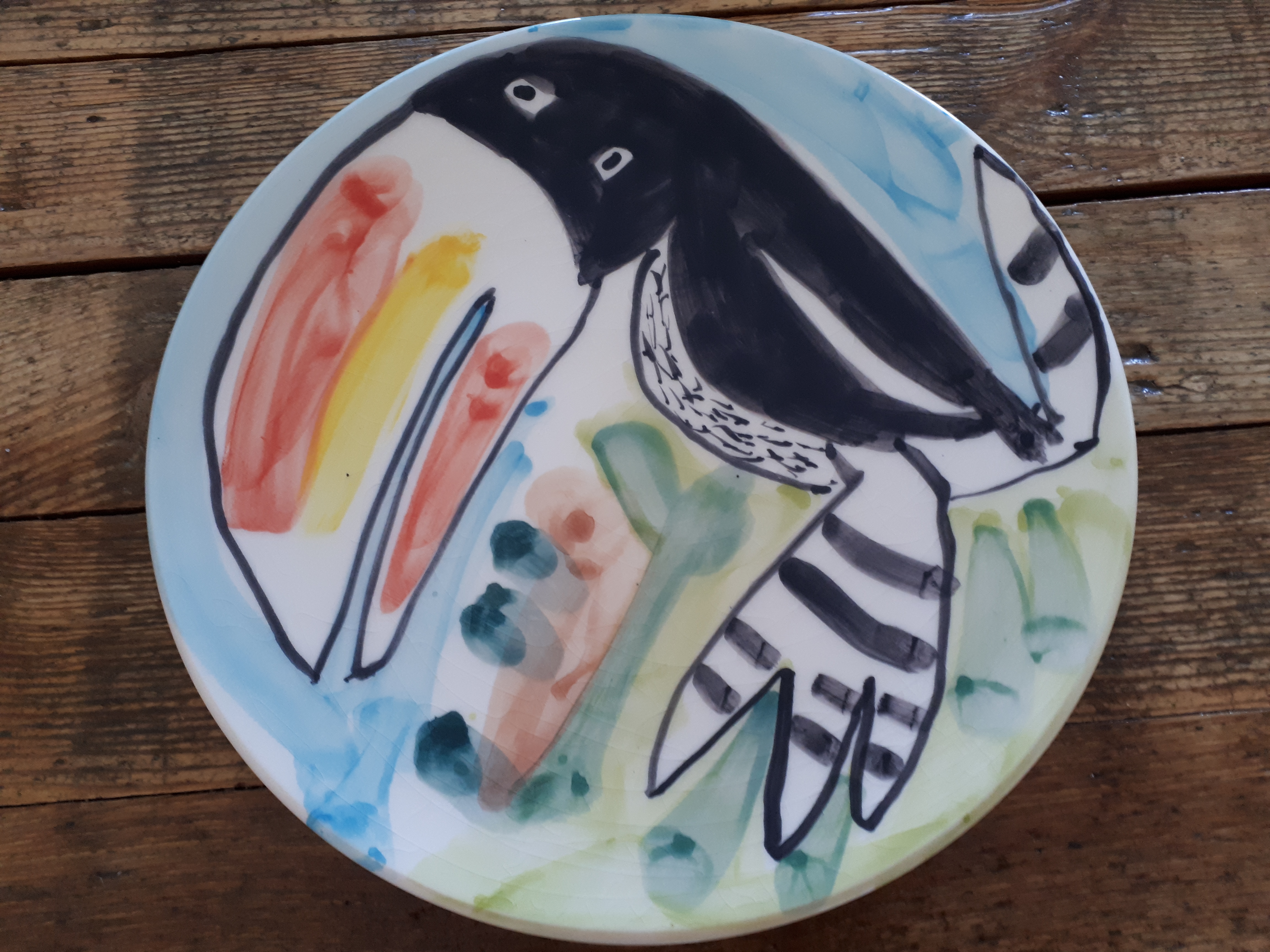 Niet of onleesbaar gesigneerd - 2 borden met vogelmotief -> zie foto's kopen? Bied vanaf 1!