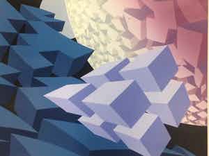 Hans Klaui - Mooi geometrische zeefdruk van Hans Klaui, verkocht voor € 40!