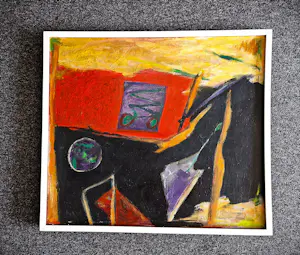 Wil van Leeuwen - Groot expressionistisch olieverf op doek - "de Liefde" - gesigneerd - Ingelijst kopen? Bied vanaf 10!