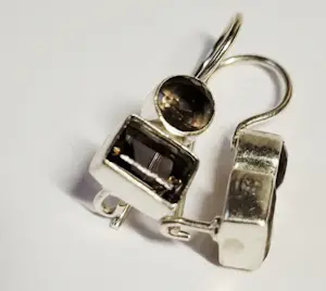 Nieuwe zilveren Oorbellen met gefacetteerde rookkwarts: kopen? Bied vanaf 65!