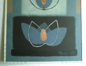 Mieke Mens - Gemengde techniek op board , 2 Bloemen – Lijst, 75 x 64 cm kopen? Bied vanaf 50!