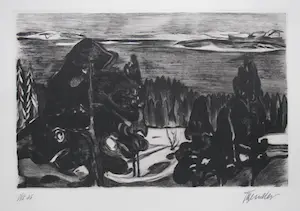 Edvard Munch - WINTERNACHT . Nach Edvard Munch . Monogramm J. S. W. 69 kaufen? Bieten Sie von 200!
