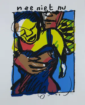 Herman Brood - Zeefdruk op papier, Nee, niet nu - Ingelijst kopen? Bied vanaf 400!